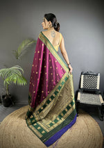 Thumbnail for Joban Fashion Wine Banarasi Soft Silk Woven Butti Saree - Distacart