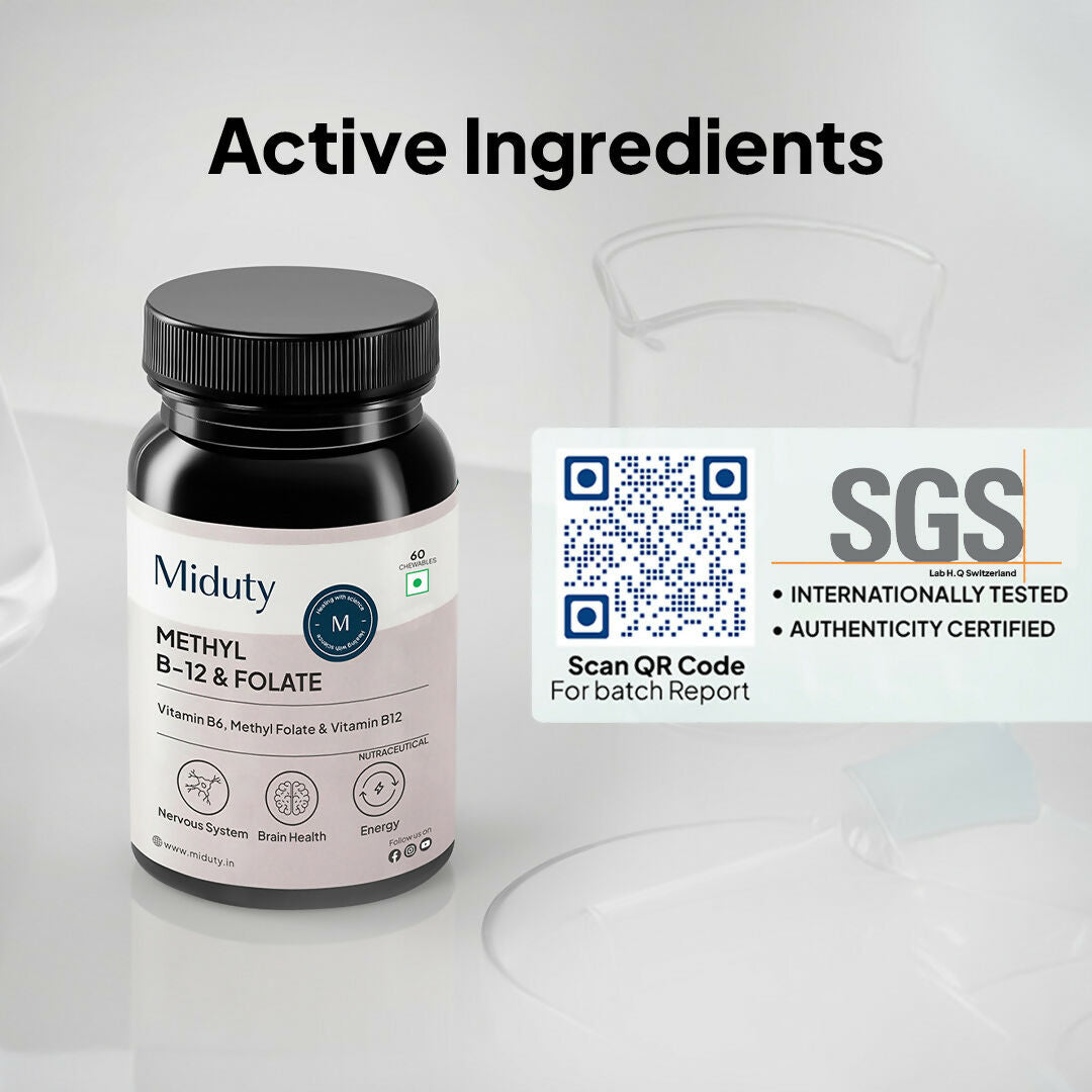 Miduty Vitamin B12 - Methyl Folate Chewables - Distacart