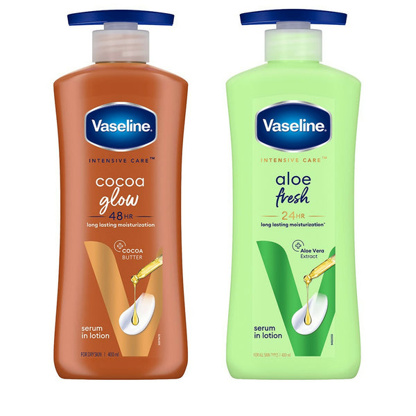 Vaseline Intensive Care Cocoa Glow & Aloe Fresh Body Lotions Combo - Distacart