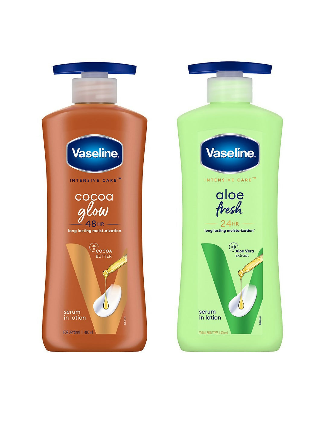 Vaseline Intensive Care Cocoa Glow & Aloe Fresh Body Lotions Combo - Distacart
