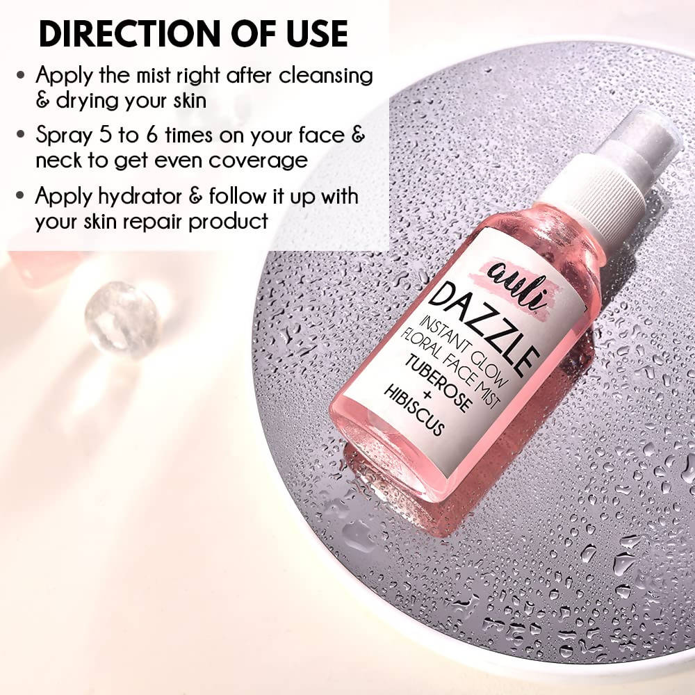 Auli Dazzle Instant Glow Floral Face Toner and Mist - Distacart