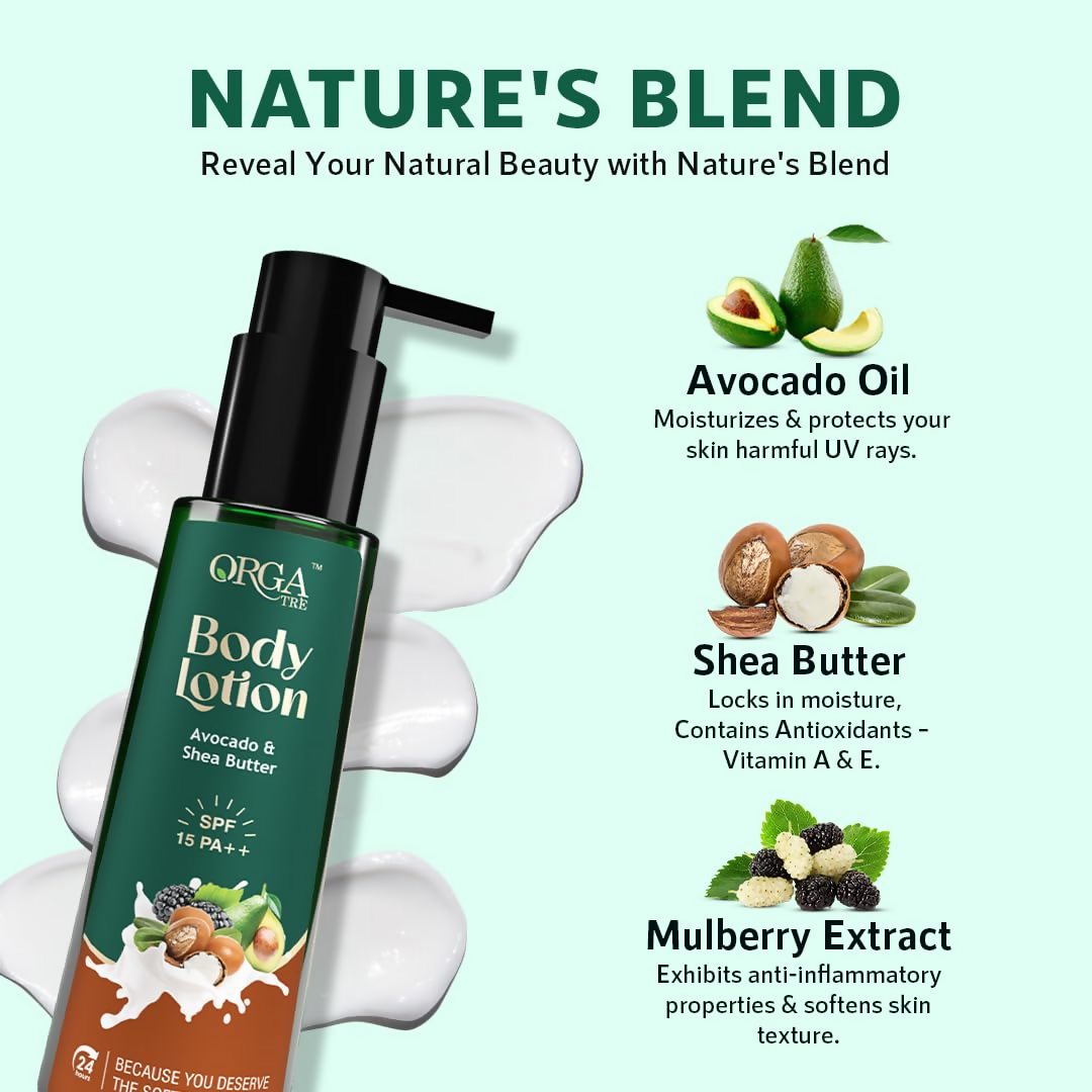 Orgatre Body Lotion Avocado & Shea Butter With SPF 15PA++ - Distacart