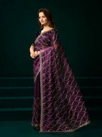 Thumbnail for Joban Fashion Wine Net Party Wear Sarees - Distacart