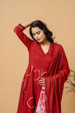 Thumbnail for Joban Fashion Red Tie & Dye Cotton Suit Set - Distacart