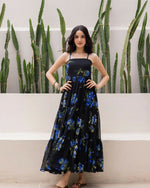 Thumbnail for Aayaa Designer crape hand work Multi indo western - Black