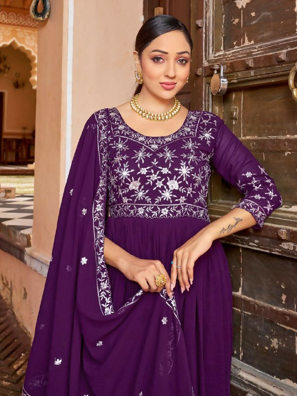 Joban Fashion Purple Readymade Dress With Sequins embroidery Work - Distacart