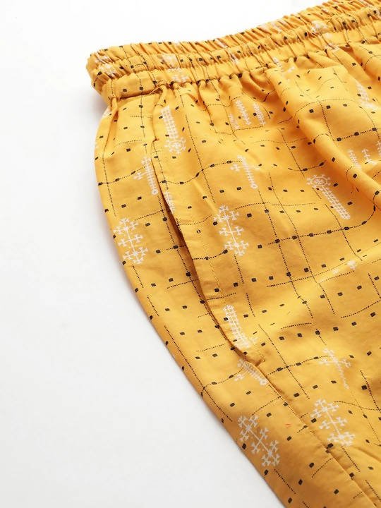 Anubhutee Mustard Yellow & Black Pure Cotton Printed Night suit - Distacart