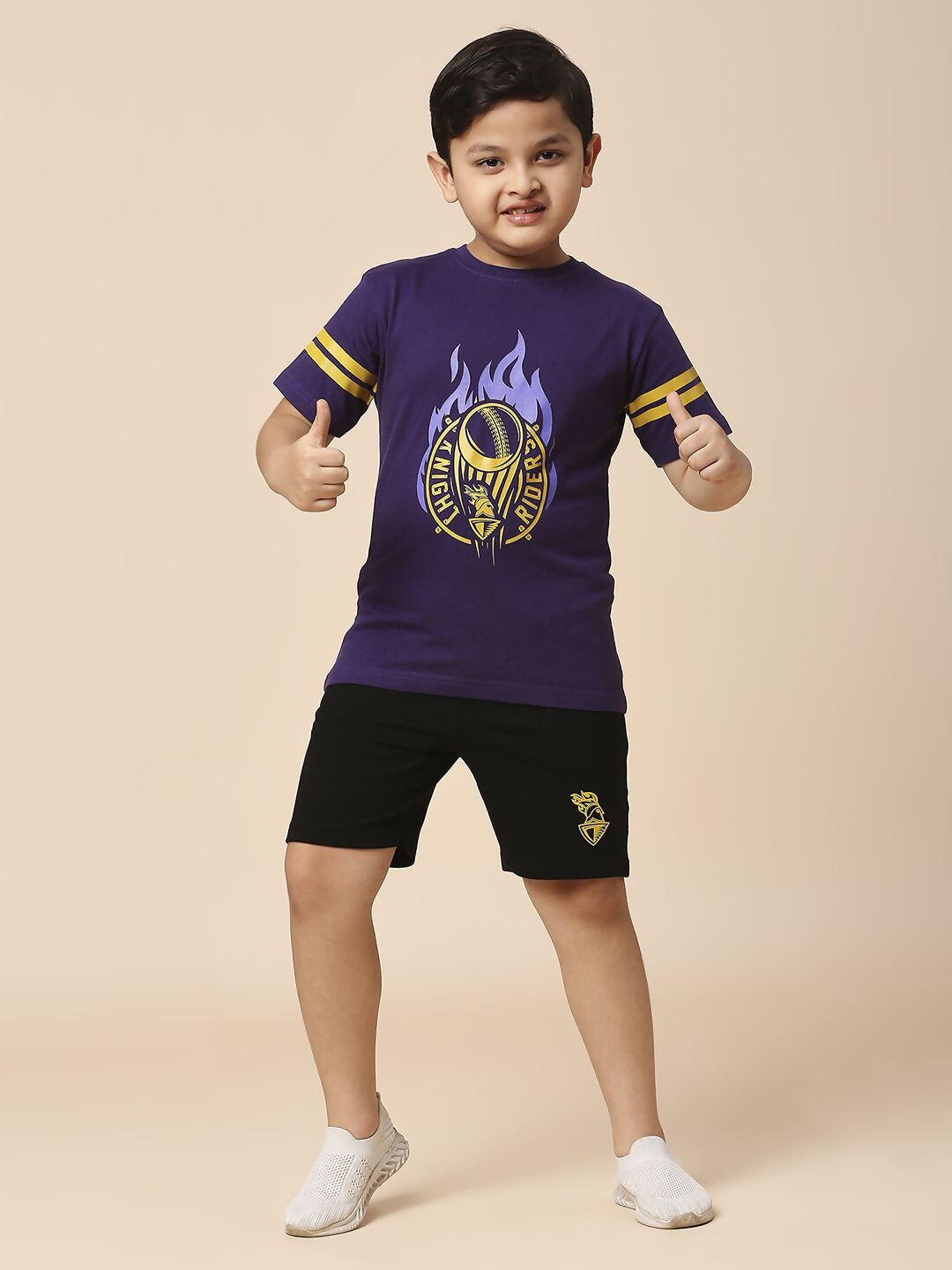 Fancode Kids Kolkata Knight Riders Graphic Printed Round Neck Cotton IPL T-Shirts - Distacart