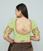 Thumbnail for Joban Fashion Women's Light Green Embroidered Stitched Blouse