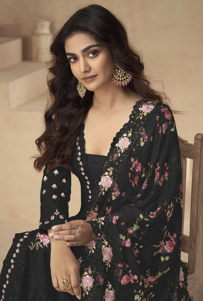 Anaita Black Chinon Readymade Suit with Embroidery Sequence Work - Distacart