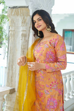Thumbnail for Joban Fashion Yellow Chinnon Embroidery Sequence Work Readymade Kurta Set - Distacart