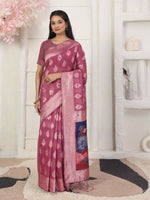 Thumbnail for Astita Linen Cotton Pink Saree