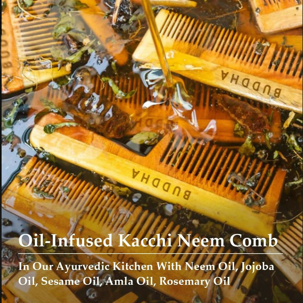 Buddha Natural Baby Comb with Handle - Kacchi Neem Wood - Distacart