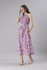 Thumbnail for Souchii Lavender Floral Chiffon Dress -Souchii
