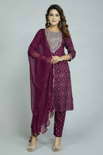 Thumbnail for Alvano Women's Attractive And Stylish Rayon A Line Kurta With Pant And Dupatta - Distacart