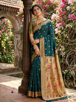 Thumbnail for Shree Shyam Fashion Teal Soft Silk Saree - Dista