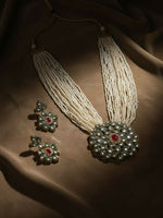 Thumbnail for NVR Women Gold Plated White Kundan Jewellery Set - Distacart
