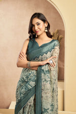Thumbnail for Vastranavya Digital Printed Linen Ready To Wear Designer Saree with Unstitched Blouse - Distacart