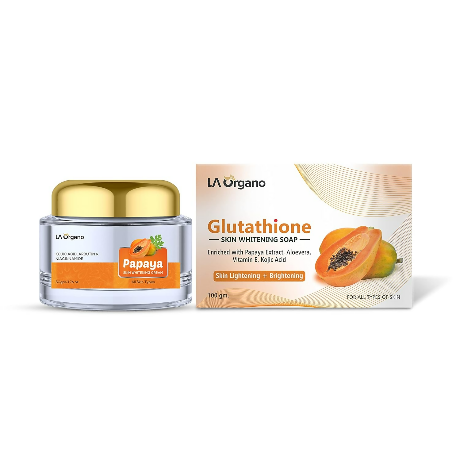LA Organo Glutathione Papaya Soap and Papaya Cream Combo - Distacart