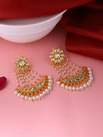 Thumbnail for NVR Women Gold-Plated Kundan Chandbali Earrings - Distacart