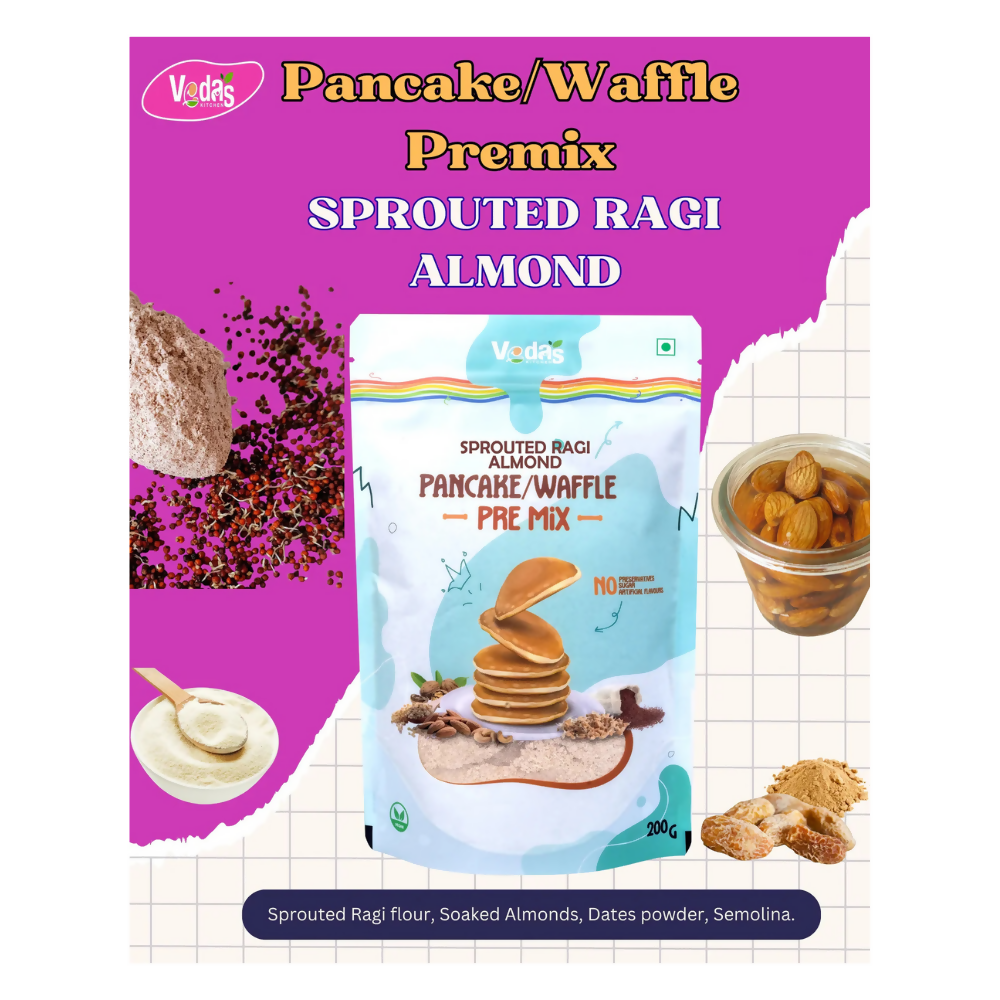 Vedas Kitchen Sprouted Ragi Almond Waffle/Pancake Premix - Dista