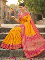 Thumbnail for Shree Shyam Fashion Yellow Soft Silk Saree - Distacart