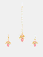 Thumbnail for Ruby Raang Mannat Maang Tikka With Pair Of Earrings - Distacart