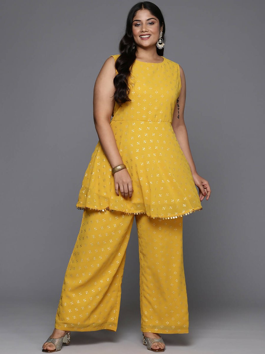 Ahalyaa Women's Traditional Wear Co-ords - Mustard - Distacart