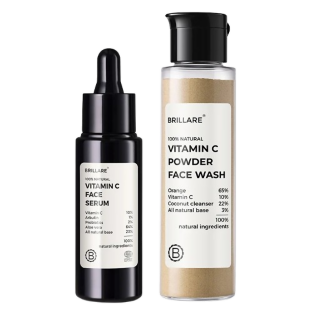 Brillare 10% Vitamin C Face Serum & Vitamin C Powder Face Wash - Dista