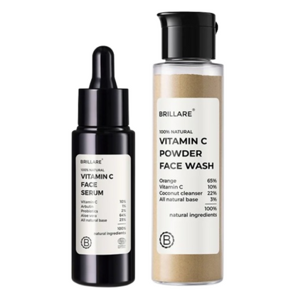 Brillare 10% Vitamin C Face Serum & Vitamin C Powder Face Wash - Dista