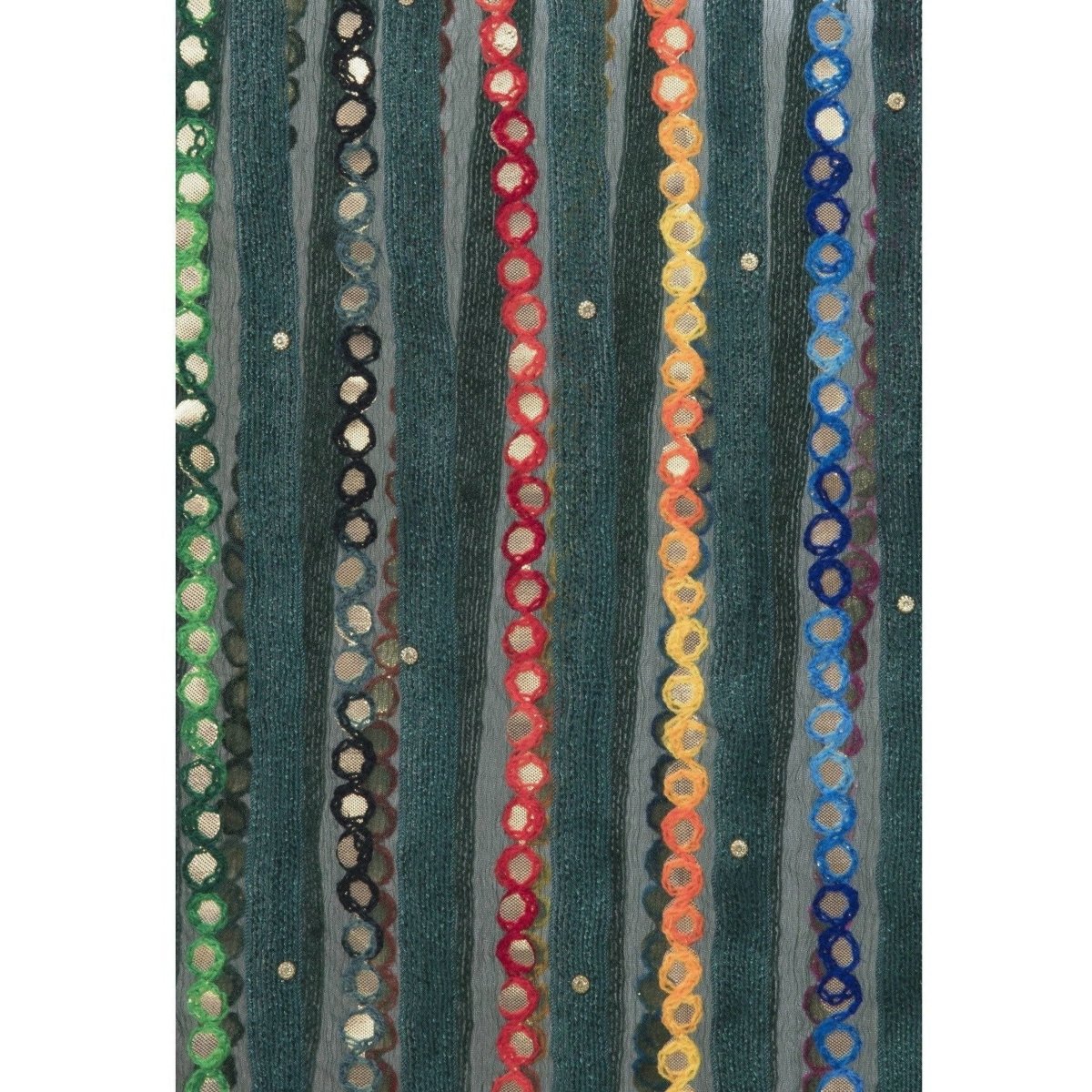 A R Silk Women's Multi Thread Work Orgenza Cotton Bottle Green Dupattas and Chunnis