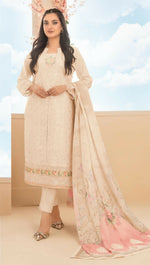 Thumbnail for Anaita Peach Cambric Cotton Stitched Suit with Embroidery & Sequence Work - Distacart