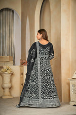Thumbnail for Jyoti Fashion Women's Black Net Embroidered Anarkali Kurta Pant Set With Dupatta - Distacart