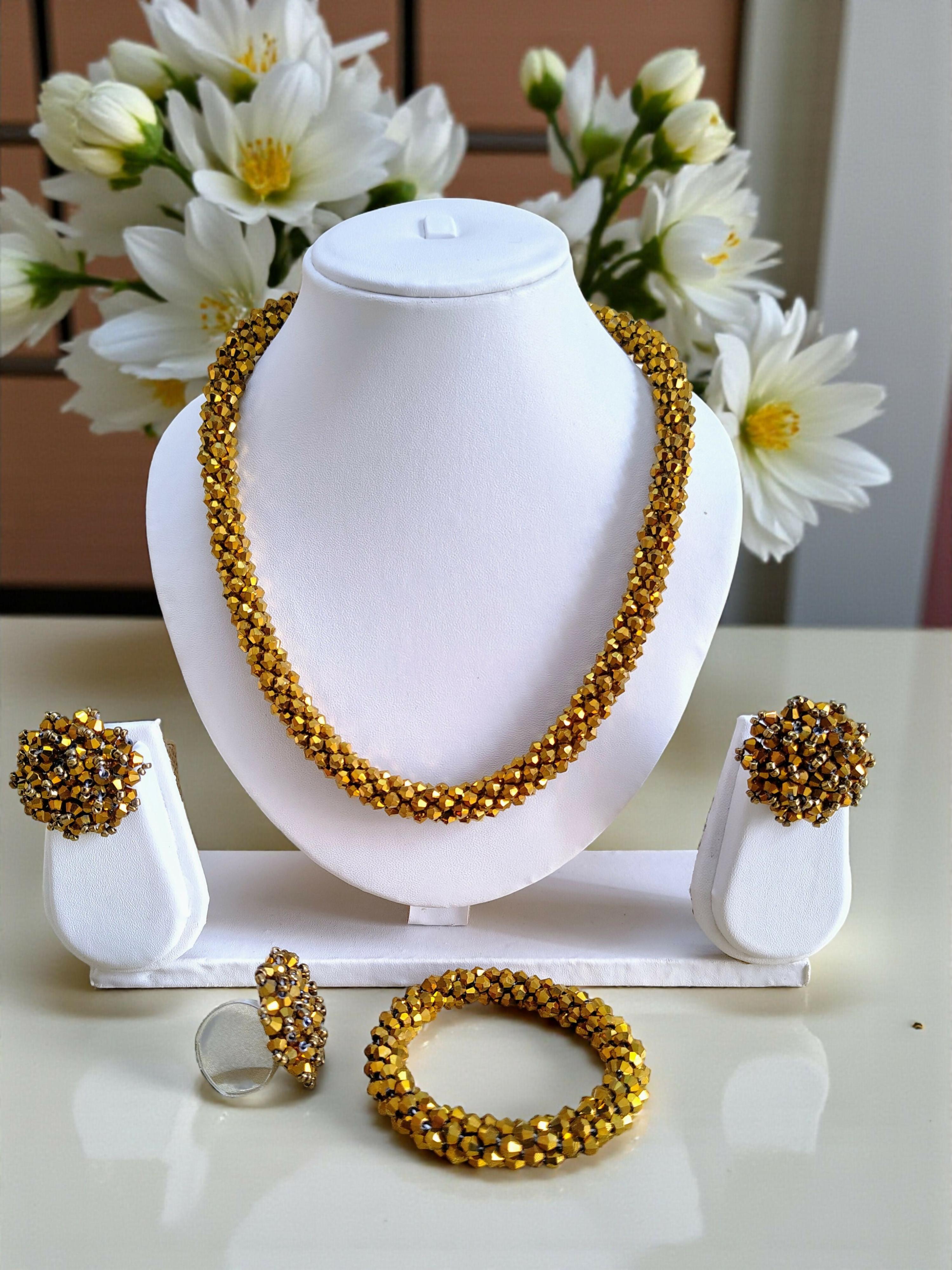 Inhanns Rangshine 4-In-1 Crystal Glam Set - Handmade - Golden - Distacart