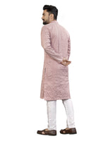 Thumbnail for Anaita Pink Lucknowi Work Silk Straight Kurta - Distacart