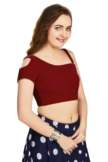 Aastha Fashion Women's Women's Maroon Velvet Solid Readymade Blouse - Distacart