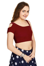 Thumbnail for Aastha Fashion Women's Women's Maroon Velvet Solid Readymade Blouse - Distacart