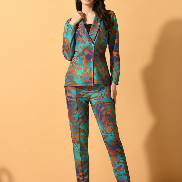 Myshka Women's Multi Printed Coat With Trousers - Distacart