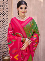 Thumbnail for Shree Shyam Fashion Mehandi Pochampally Silk Saree - Distacart