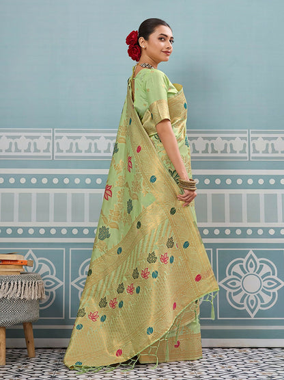 Shree Shyam Fashion Sea Green Silk Saree - Distacart