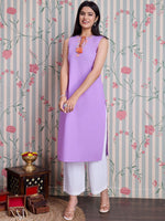 Thumbnail for Ode by House of Pataudi Pure Cotton Straight Kurta with Palazzos - Distacart