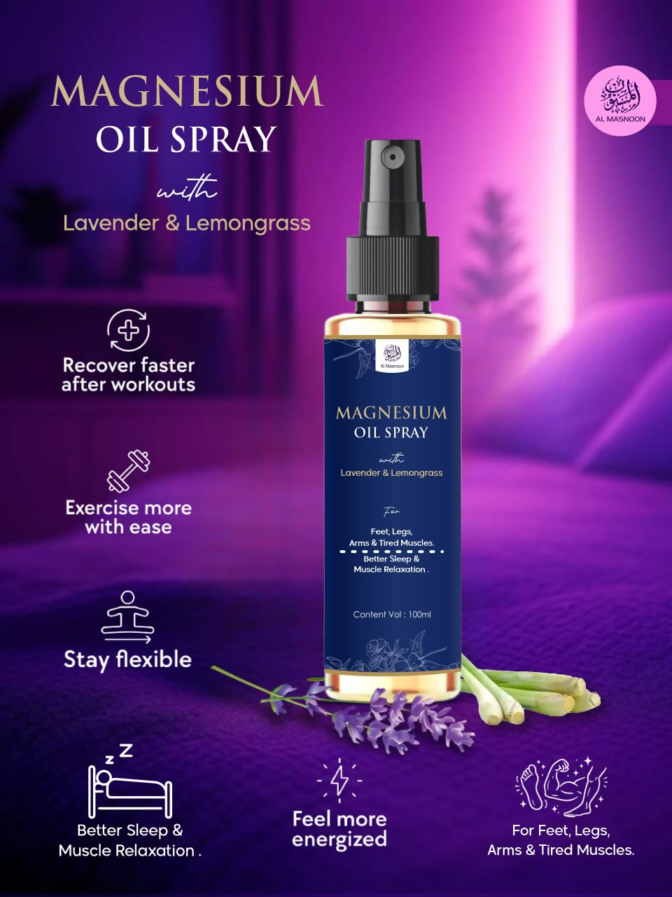 Al Masnoon Magnesium Oil Spray for Better Sleep & Muscle Relaxation - Distacart
