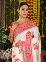 Thumbnail for Astita Silk White Saree
