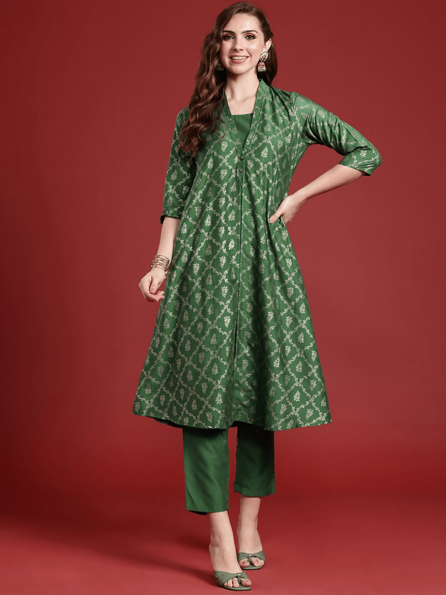 Anouk Ethnic Motifs Printed Regular A-Line Kurta with Trouser - Distacart