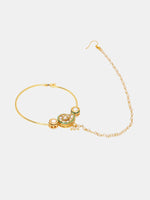 Thumbnail for Ruby Raang 22k Gold Polished Kundan Maharani Nose Ring (Clip On)