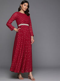 Thumbnail for Ahalyaa Women's Traditional wear Ethnic Dress - Maroon - Distacart