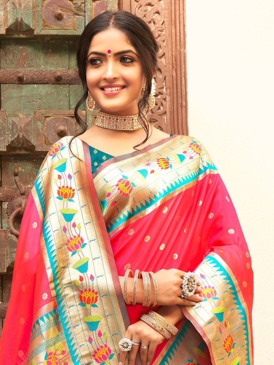 Astita Silk Blend Pink Saree