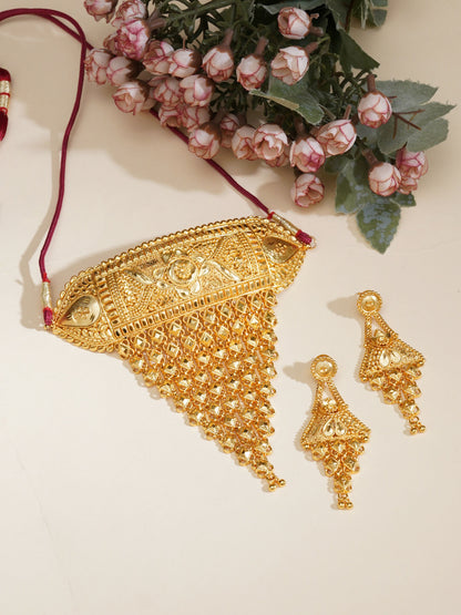 Gold plating jewellery set (Gold) - Ruby Raang - Distacart