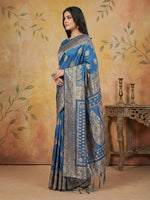 Thumbnail for Shree Shyam Fashion Sky Blue Silk Blend Saree - Distacart