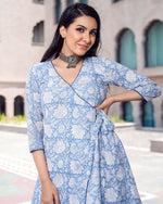 Thumbnail for Jyoti Fashion Women's Sky Blue Pure Muslin Heavy Digital Printed Kurta Pant Set - Distacart